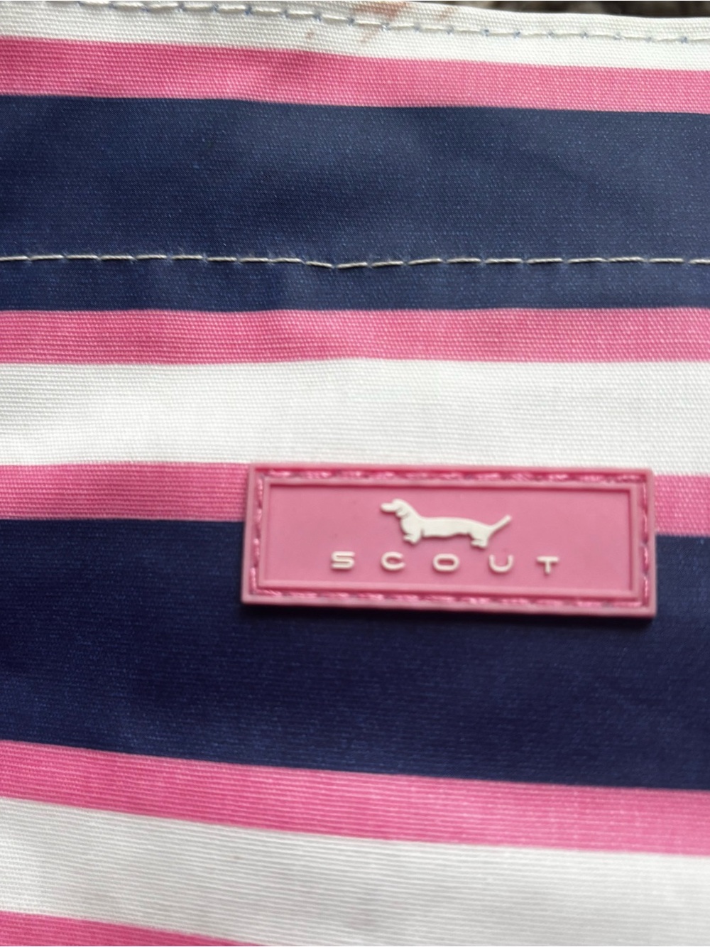 Scout Navy and Pink Striped Tote Bag desertcart logo medium great condition - Picture 8 of 11